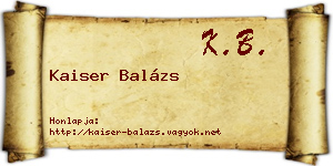 Kaiser Balázs névjegykártya